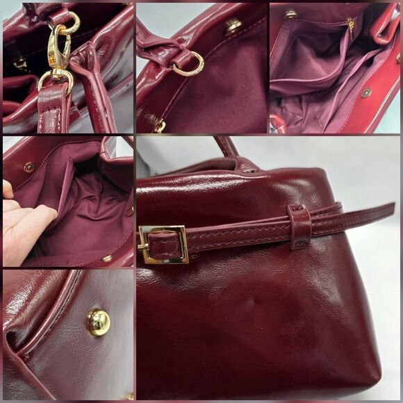 🩵⏭️NWT Burgundy Faux Leather Satchel Purse - Picture 9 of 15